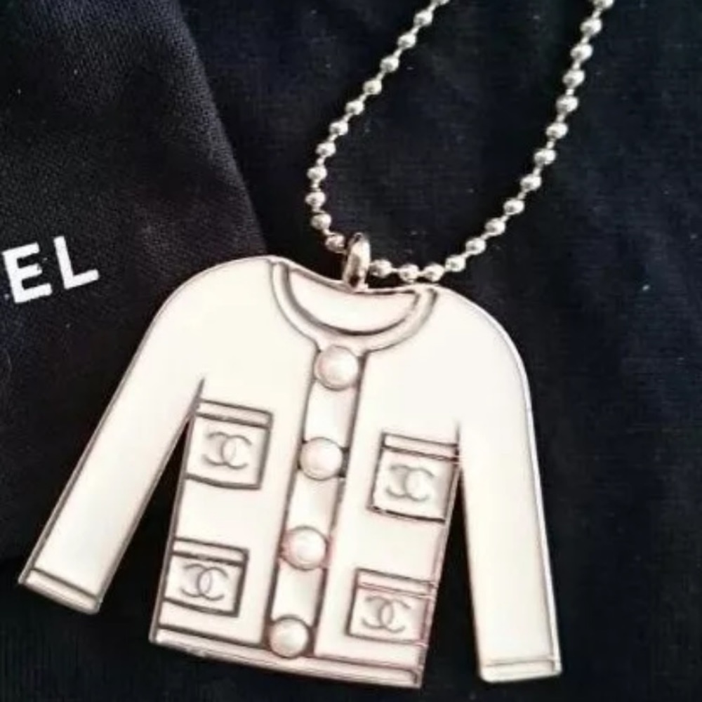 Chanel Key Ring White Charm Jacket Authentic